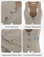 GRACE KARIN Women's Suit Vest Top, Dressy Casual Sleeveless Button Wasitcoat, Fromal Steampunk Blazer For Work Office - Image 4