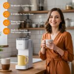 Single Serve Coffee Maker for K Cup, Ground and Tea, Hot and Iced Coffee Machines with Bold Setting, 6 to 16 Oz Brew Sizes, Compact for Small Spaces, White (2.0 Version) - Image 7