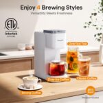 Single Serve Coffee Maker for K Cup, Ground and Tea, Hot and Iced Coffee Machines with Bold Setting, 6 to 16 Oz Brew Sizes, Compact for Small Spaces, White (2.0 Version) - Image 3