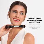Jessup Makeup Brushes Set 10pcs, Double Sided Foundation Contour Blush Highlight Blending Eyebrow Brush Eyeshadow Eyeliner Concealer Brush, Bright Cyan Cruelty Free Cosmetic Tools T500 - Image 4