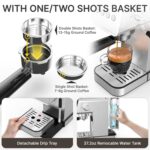Espresso Machine with Steam Milk Frother,20 Bar Stainless Steel Coffee Maker for Latte & Cappuccino,Detachable Water Tank/Drip Tray, Hot Water Function for Home & Office Use - Image 9