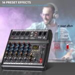 Pyle Professional Bluetooth DJ Audio Mixer - 6-Channel DJ Controller Sound Mixer w/DSP 16 Preset Effects, USB Interface, 4 XLR Mic/Line Input, AUX, FX Processor MP3 Player, Headphone Jack - PMX466 - Image 7