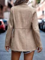 utcoco Womens Business Coat Open Front Blazer Long Sleeve Notch Stand Collar Work Office Dressy Jacket - Image 6