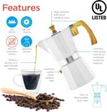 GROSCHE Milano Moka Stovetop Espresso Coffee Maker (3 Cup / 150 ml, White) - Image 4