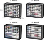 IRIS USA Screw Tool Organizer Small Parts Cabinet, 44-Drawer, Electronics Hardware Nuts and Bolts Plastic Storage Drawers Garage Storage, Stackable Bead Craft Organizer Building Bricks Sorter, Black - Image 4