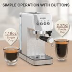 Espresso Machine with Steam Milk Frother,20 Bar Stainless Steel Coffee Maker for Latte & Cappuccino,Detachable Water Tank/Drip Tray, Hot Water Function for Home & Office Use - Image 5