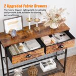 Furologee Console Sofa Table with Storage Shelf for Entry Way, Small 30'' Entryway Table with 2 Fabric Drawers, Industrial Display Shelves for Hallway, Entrance, Foyer, Rustic Brown - Image 6