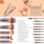 HEYMKGO Makeup Brushes 15PCS Champagne Gold Professional Makeup Brush Set Foundation Brush Blending Powder Blush Concealer Eye Make Up Brush with Bag - Image 5