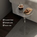 HMYHUM Acrylic Drink Table for Small Spaces, 11.8" L x 11.8" W x 21.3" H, Clear Pedestal Side Table for Living Room, Round, Easy Assembly - Image 6
