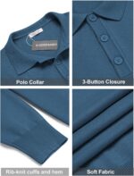 COOFANDY Mens Knit Polo Shirts Casual Long Sleeve Classic Polo Shirts Button Down Golf Shirts - Image 6