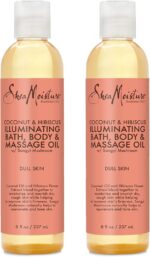 SheaMoisture Bath, Body & Massage Oil, Coconut & Hibiscus, 2-Pack – Illuminating Moisturizer for Dry Skin, 8 Oz Ea - Image 2