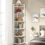 Tribesigns 6 Tier Corner Shelf, 70.9 Inch Tall Corner Bookshelf Small Bookcase Modern Corner Shelving Unit Storage Rack for Living Room, Home Office, Kitchen, Small Space (White) - Image 4