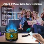 Volcano Diffuser, Essential Oil Diffuser 300ml Volcano Humidifier with Flame & Volcano Mist Mode, 2 Colors, Timer, Auto Shut-Off, Remote Control, Flame Diffusers for Home Bedroom Black - Image 5