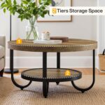 Tribesigns Round Coffee Table, 2-Tier Modern Wood Circle Center Table with Storage Shelf and Metal Frame, 31.5" Farmhouse Accent Cocktail Table for Living Room, Small Space, Brown - Image 8
