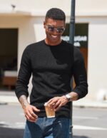 COOFANDY Mens Dress Pullover Sweater Lightweight Waffle Knit Sweater Slim Fit Crewneck Business Casual Sweater - Image 4