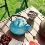 Cast Iron Teapot, Japanese Tea Pot with Infuser for Loose Leaf, Tea Kettle Stovetop Safe Coated with Enameled Interior, Clouds Pattern 27oz, 800ml Sky-Blue - Image 3