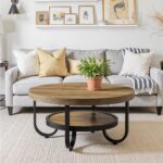 Tribesigns Round Coffee Table, 2-Tier Modern Wood Circle Center Table with Storage Shelf and Metal Frame, 31.5" Farmhouse Accent Cocktail Table for Living Room, Small Space, Brown - Image 9