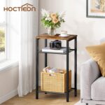 Hoctieon 2-Set 3 Tier End Table, Telephone Table Set of 2, Tall Side Table with Storage Set of 2, Small Nightstand for Small Spaces, Metal Frame, for Living Room, Bedroom, Sofa Couch, Rustic Brown - Image 5
