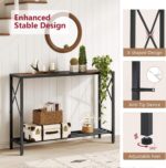 Tajsoon Console Table 41.8”, 2-Tier Industrial Entryway Table, Narrow Entrance Sofa Table with Shelves, Hallway, Living Room, Foyer, Corridor, Office, Rustic Brown and Black - Image 7