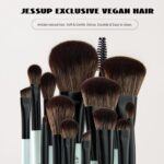 Jessup Makeup Brushes Set 10pcs, Double Sided Foundation Contour Blush Highlight Blending Eyebrow Brush Eyeshadow Eyeliner Concealer Brush, Bright Cyan Cruelty Free Cosmetic Tools T500 - Image 3