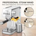 Espresso Machine with Steam Milk Frother,20 Bar Stainless Steel Coffee Maker for Latte & Cappuccino,Detachable Water Tank/Drip Tray, Hot Water Function for Home & Office Use - Image 7
