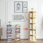 Rotating Bookshelf, 360 Display Corner Bookshelf for Small Space, 5 Tier Floor Standing Bookcase Storage Rack, Wood Narrow Organizer for Bedroom, Living Room, Study Room, Kids&Adults Solid - Image 3