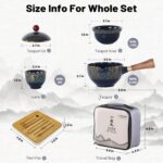LURRIER Porcelain Chinese Gongfu Tea Set,Portable Teapot Set with 360 Rotation Tea maker and Infuser,Portable All in One Gift Bag for Travel,Home,Gifting,Outdoor and Office (Floral Blue) - Image 3
