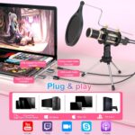 ZealSound Studio Recording Microphone, Condenser Broadcast Microphone w/Stand Built-in Sound Card Echo Recording Karaoke Singing for Phone Computer PC Garageband Smule Live Stream & YouTube (Gold) - Image 3