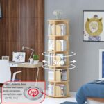 Rotating Bookshelf, 360 Display Corner Bookshelf for Small Space, 5 Tier Floor Standing Bookcase Storage Rack, Wood Narrow Organizer for Bedroom, Living Room, Study Room, Kids&Adults Solid - Image 5