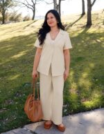 ZESICA Women's 2025 Casual 2 Piece Outfits Short Sleeve Blazer Jacket and Wide Leg Pants Loose Business Suit Sets - Image 7