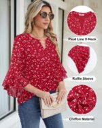Timeson Women's 3/4 Sleeve Tops Dressy Casual Business Work Blouses Chiffon Shirts - Image 5