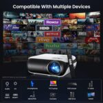 Official Licensed Google TV Smart Projector, HAPPRUN 4K UHD Home Theater with Dolby Sound, Wi-Fi & Bluetooth, Built-in Streaming Apps, Compatible with Games Consoles & Smartphone, Indoor & Outdoor Use - Image 10