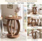 Tribesigns End Table, Round Side Table with Storage, Farmhouse Nightstand Bedside with Round Tabletop, Accent End Table for Living Room Bedroom Small Space, Wooden Accent Furniture (2, Brown) - Image 10