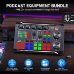 Facmogu Podcast Equipment Bundle, F998 Live Sound Card with BM800 Recording Studio Microphone, Professional Live Sound Card w/Dj Mixer Effects & Voice Changer for Live Streaming Gaming YouTube TikTok - Image 3
