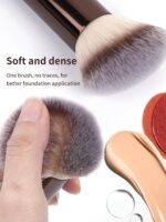 MAANGE 4 PCS Foundation Makeup Brush Set Double-ended Kabuki Contour Brush for Liquid Powder Concealer Cream Cosmetics Blending Blush Face Makeup Tools Kit (Coffee) - Image 3