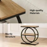 LITTLE TREE 3-Tier End Table, Side Table with Storage Shelves, Small Sofa Side Table for Living Room, Wooden Side End Table with Double Round Metal Legs, Slim Nightstand and Bedside Table, Oak - Image 5