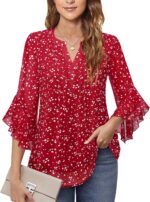 Timeson Women's 3/4 Sleeve Tops Dressy Casual Business Work Blouses Chiffon Shirts - Image 4