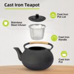 suyika Japanese Tetsubin Cast Iron Teapot Tea Kettle pot with Stainless Steel Infuser for Stovetop Safe Coated with Enameled Interior 30 oz/900 ml - Image 3