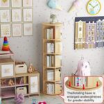 Rotating Bookshelf, 360 Display Corner Bookshelf for Small Space, 5 Tier Floor Standing Bookcase Storage Rack, Wood Narrow Organizer for Bedroom, Living Room, Study Room, Kids&Adults Solid - Image 6