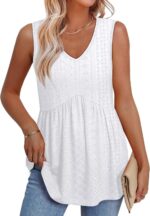 OFEEFAN Womens Tank Tops 2025 Flowy Peplum Tops for Women Dressy Sleeveless V Neck Babydoll Tank Tops - Image 4