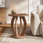 Tribesigns End Table, Round Side Table with Storage, Farmhouse Nightstand Bedside with Round Tabletop, Accent End Table for Living Room Bedroom Small Space, Wooden Accent Furniture (2, Brown) - Image 8
