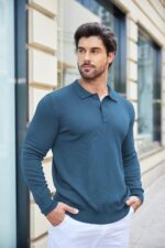 COOFANDY Mens Knit Polo Shirts Casual Long Sleeve Classic Polo Shirts Button Down Golf Shirts - Image 7