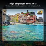 1500ANSI Netflix Officially Licensed Full HD Smart Projector, HAPPRUN 4K Projector with Wifi and Bluetooth,Built-in Apps,Electric Focus,DoIby Audio,300''Display Movie Projector for Home,Outdoor,Indoor - Image 4