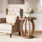 Tribesigns End Table, Round Side Table with Storage, Farmhouse Nightstand Bedside with Round Tabletop, Accent End Table for Living Room Bedroom Small Space, Wooden Accent Furniture (2, Brown) - Image 3