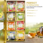 Premium Organic Tea Bag 80 Pack Sampler Designer Tin Book Gift Set 10 Per Flavor Assorted Variety Exotic Fruit Herbal Black And Green Teas Individually Wrapped (8 Flavors) - Image 5