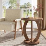 Tribesigns End Table, Round Side Table with Storage, Farmhouse Nightstand Bedside with Round Tabletop, Accent End Table for Living Room Bedroom Small Space, Wooden Accent Furniture (2, Brown) - Image 5