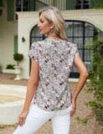 Blooming Jelly Women's Dressy Casual Tops Business Work Blouses White Button Down Shirts Cap Sleeve V Neck Tshirt - Image 6