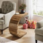 Tribesigns C-Shaped End Table, Side Table for Couch Sofa Living Room Bedroom Small Space, Rustic Brown - Image 6