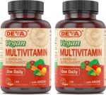 DEVA Vegan Multivitamin & Mineral Supplement with Iron 2-Pack, Spirulina, Chlorella, Ashwagandha, Broccoli & More, 90 Coated Tablets Each - Image 2