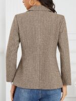 ELLEVEN 2025 Women's Houndstooth Plaid Blazers with Embroidered Collar, Business Casual Work Office Jacket with Pockets - Image 3